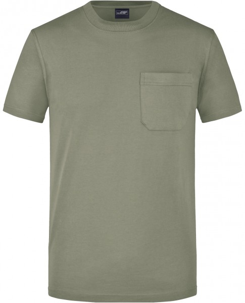 James & Nicholson JN920 Herren Rundhals Shirt mit Brusttasche in 10 Farben