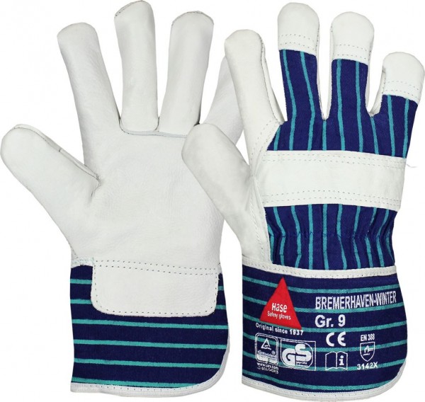 Hase 292100 Bremerhaven Winter Rindnarbenleder-Schutzhandschuhe