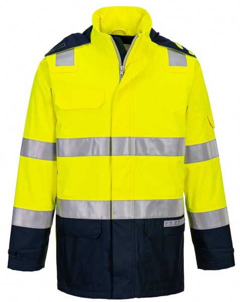 Portwest FR605 leichte Multinorm-Warnschutzjacke mit Störlichtbogenschutz leuchtgelb-marine