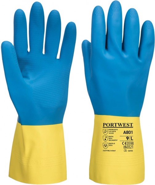 Portwest A801- Latexhandschuhe mit Doppelbeschichtung
