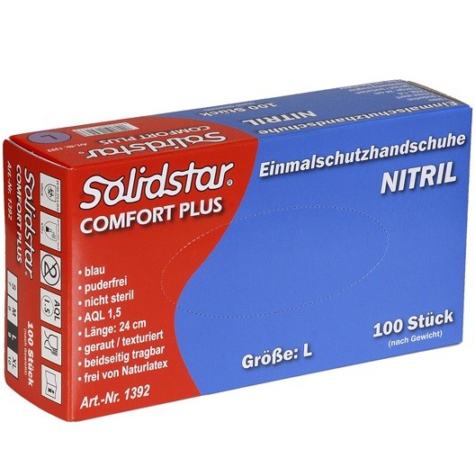 Solidstar Comfort Plus 1392 Nitril-Einwegschutzhandschuhe ungepudert