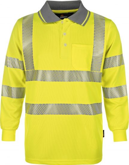 Vizwell VWPS32Y UV50+ Langarm Poloshirt leuchtgelb