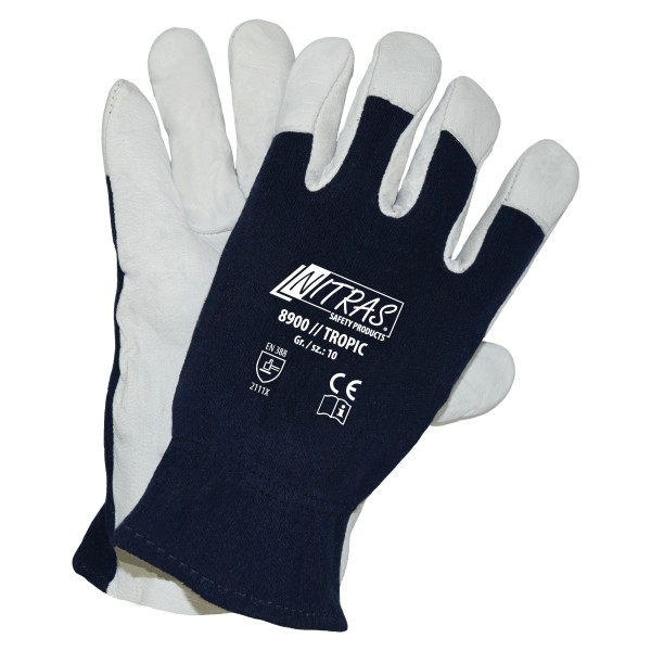 Nitras 8900 Tropic Nappaleder-Mechanikerhandschuhe blau