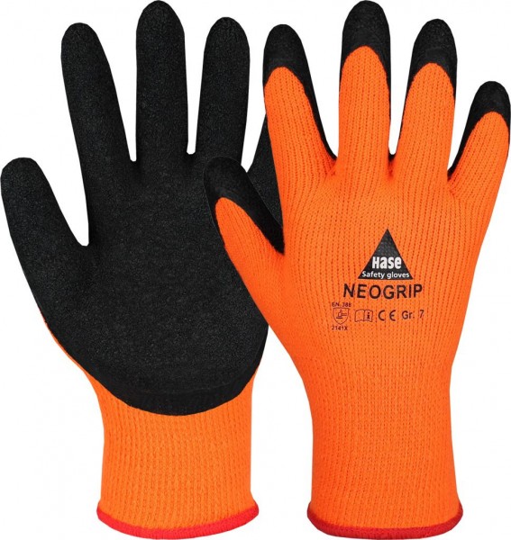 Hase 402600 Neogrip Orange Latex-Schutzhandschuhe teilbeschichtet
