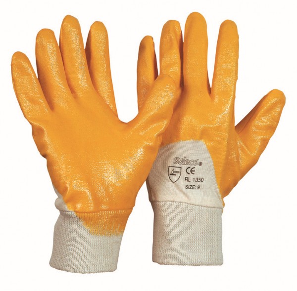 Soleco 001350 Nitril-Schutzhandschuhe ¾-beschichtet gelb