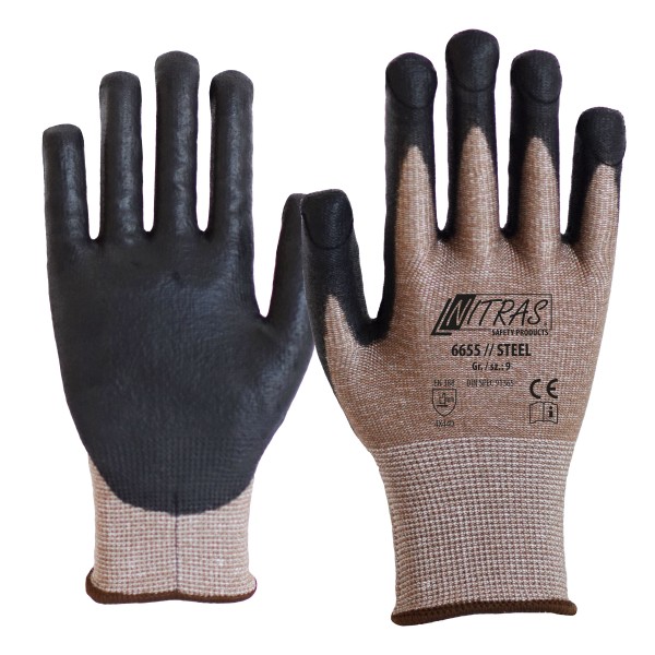 Nitras 6655 Steel PU-Stichschutzhandschuhe Level D