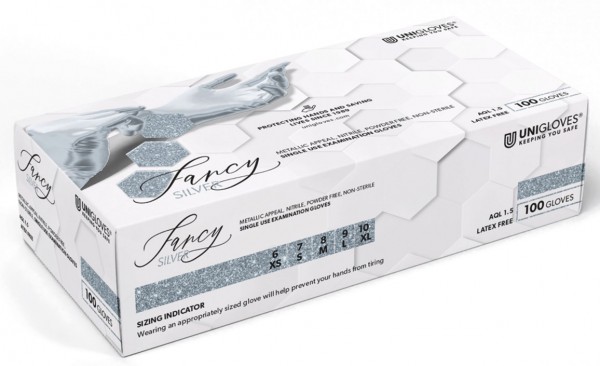 Unigloves Fancy Silver Nitril-Einweghandschuhe lebensmittelecht
