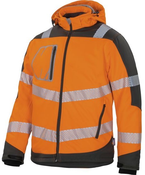 Vizwell VW268O Winter-Softshelljacke leuchtorange-grau