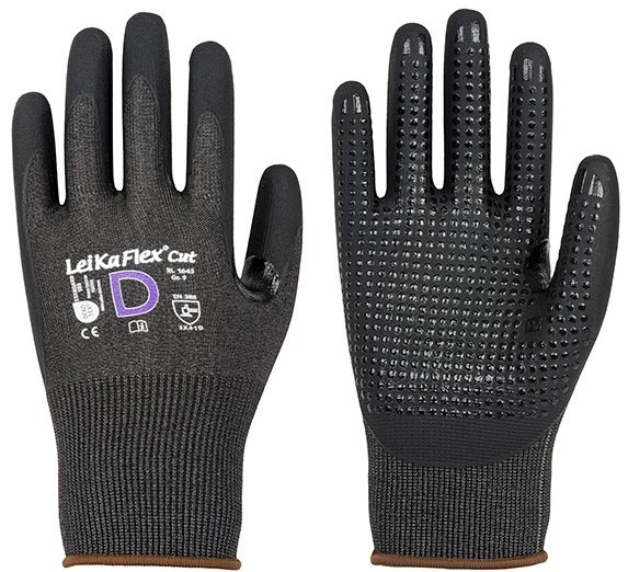 LeiKaFlex 1645 Nitrilschaum-Schnittschutzhandschuhe Level D mit Noppen
