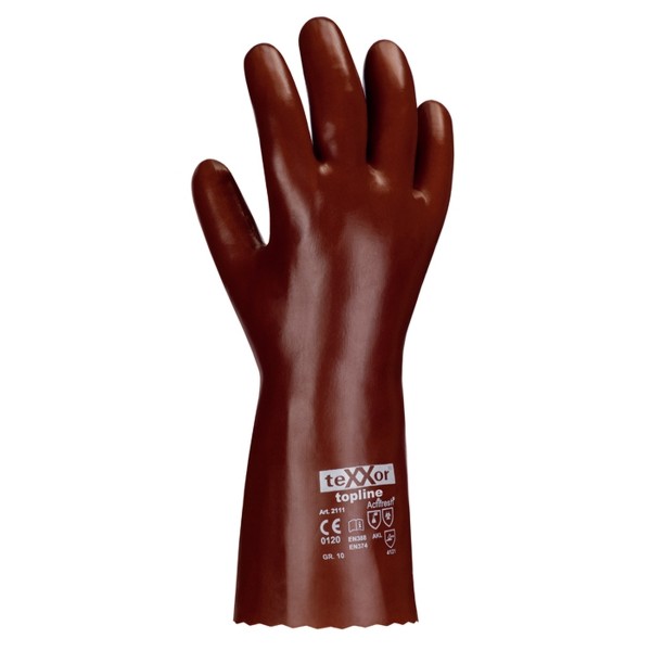 texxor 2113 topline PVC-Chemikalienschutzhandschuhe rotbraun 27 cm