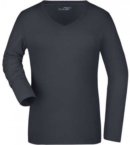 James & Nicholson JN929 Damen Elastic Langarm V-Shirt in 9 Farben