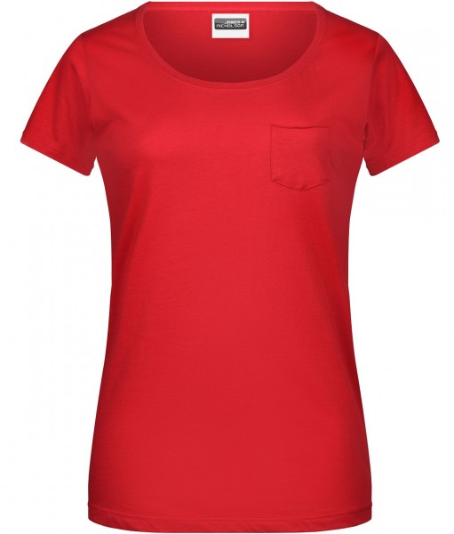 James & Nicholson 8003 Damen T-Shirt mit Brusttasche in 5 Farben