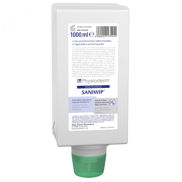 Greven Physioderm Hautschutzcreme Saniwip 1 Liter Flasche