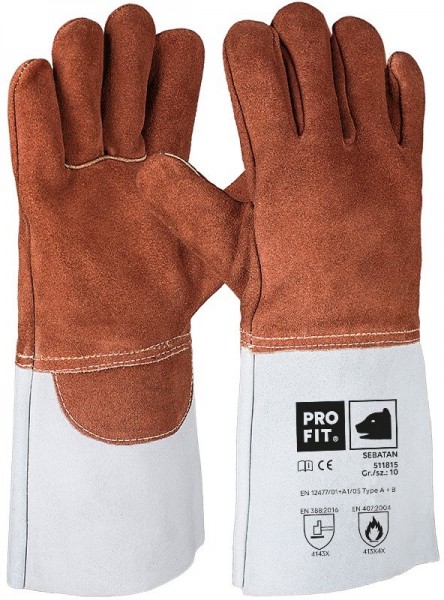 Pro-Fit 511815 Sebatan- & Rindvollleder Schweißerhandschuhe Typ A+B