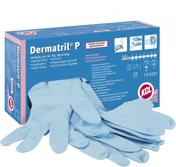KCL 743 P Dermatril Nitril-Einweg-Schutzhandschuhe