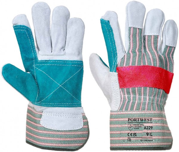 Portwest A229-Rindspaltlederschutzhandschuhe mit gedoppelter Handfläche