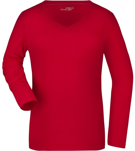James & Nicholson JN929 Damen Elastic Langarm V-Shirt in 9 Farben
