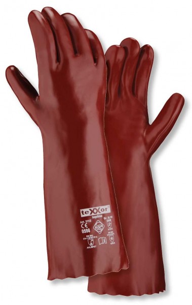 texxor 2110 topline PVC-Chemikalienschutzhandschuhe rotbraun 27 cm