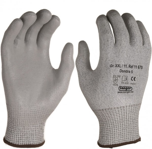 Dondra 3 PU-Schnittschutzhandschuhe Level 3 silikonfrei