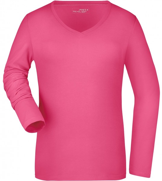 James & Nicholson JN929 Damen Elastic Langarm V-Shirt in 9 Farben