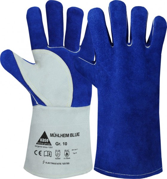 Hase 301080 Mühlheim Blue Schweißerschutzhandschuhe Typ A