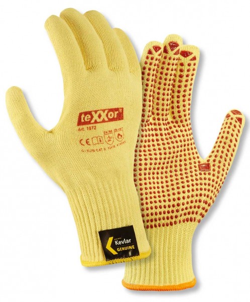 texxor 1972 Mittelstrick-Hitzeschutzhandschuhe mit PVC-Noppen
