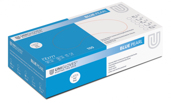 Unigloves Blue Pearl Nitril-Einweghandschuhe puderfrei blau