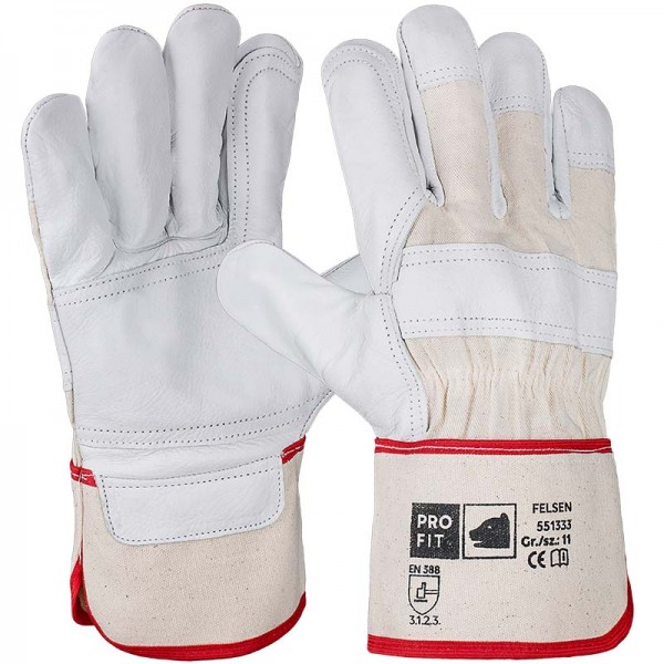 Pro-Fit 551333 Rindvollleder-Handschuh Felsen Volllederverstärkung