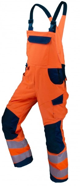 Asatex 4182LH Warnschutz-Latzhose leuchtorange-dunkelblau