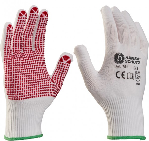 HansaTec 751 Nylon-Schutzhandschuhe mit PVC-Noppen