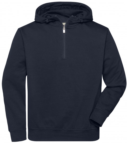 James & Nicholson JN839 Unisex BIO Workwear-Half Zip Hoody in 4 Farben