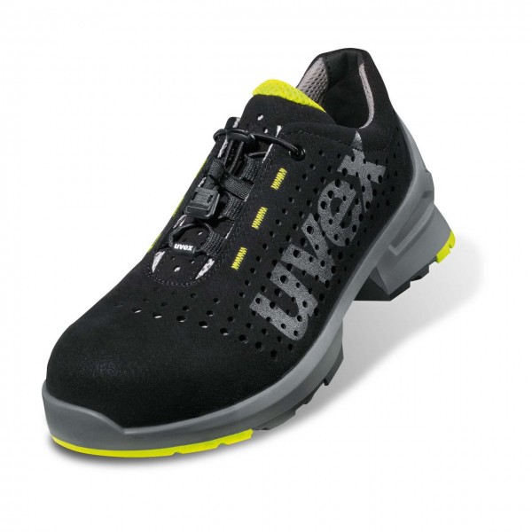 uvex 1 85438 gelochte Halbschuhe S1 SRC, Weite 11, schwarz/lime