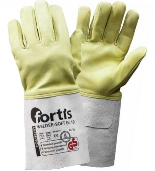 Fortis WelderSoft Ziegennappaleder-Schweißerhandschuhe weiß-beige