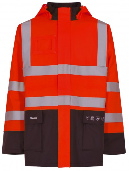 Lyngsøe FR-LR6025 flammenhemmende Warnschutz-Regenjacke in schwerer PU-Qualität