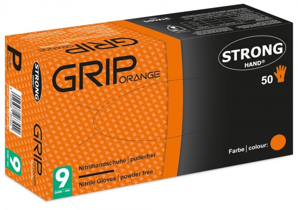 Stronghand 0424 Grip Orange Nitril-Einweghandschuhe ungepudert