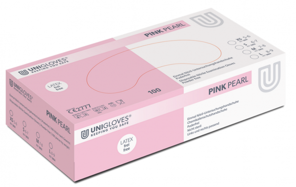 Unigloves Pink Pearl Nitril-Einweghandschuhe puderfrei