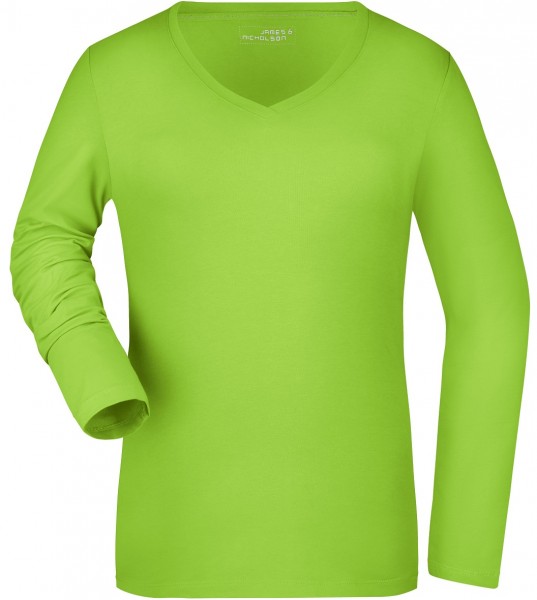 James & Nicholson JN929 Damen Elastic Langarm V-Shirt in 9 Farben