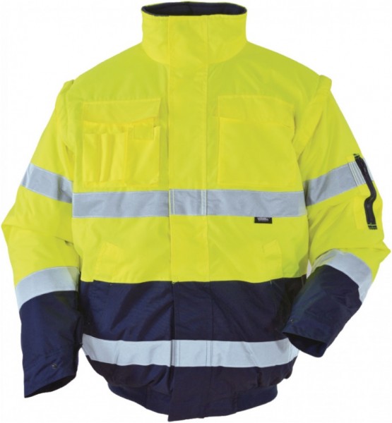 Vizwell VW60CBY Warnschutz-Pilotenjacke 2 in 1 leuchtgelb/marine