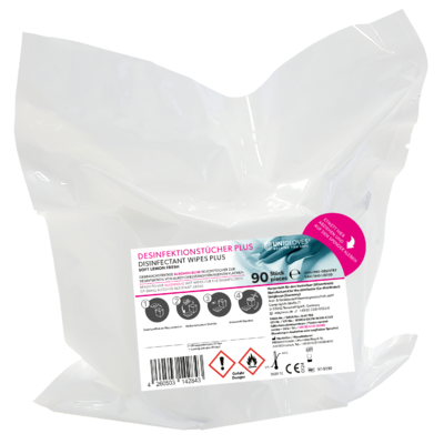 Unigloves Desinfektionstücher Plus Soft Lemon Fresh 2 Beutel a 90 Stück