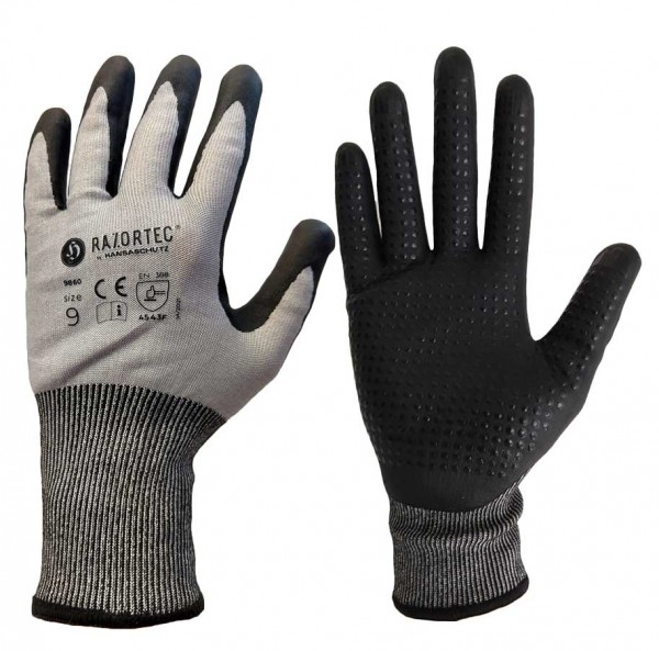 HansaTec 9860 Cut F Nitril Glove with Extra Dots Schnittschutz F