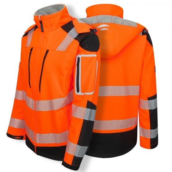Pro-Fit 981 Warnschutz Softshelljacke neonorange-schwarz